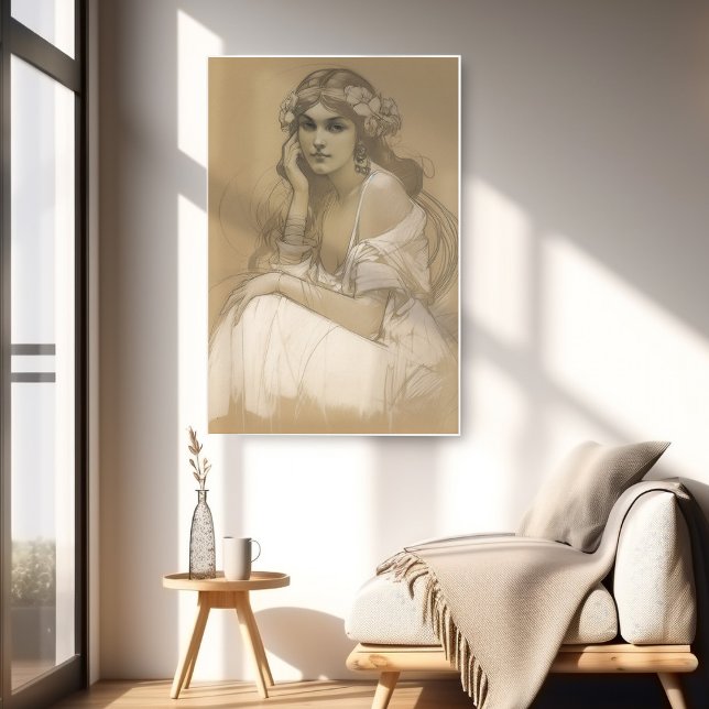 Póster Estudio de retrato de lápiz blanco Mucha (Subido por el creador)