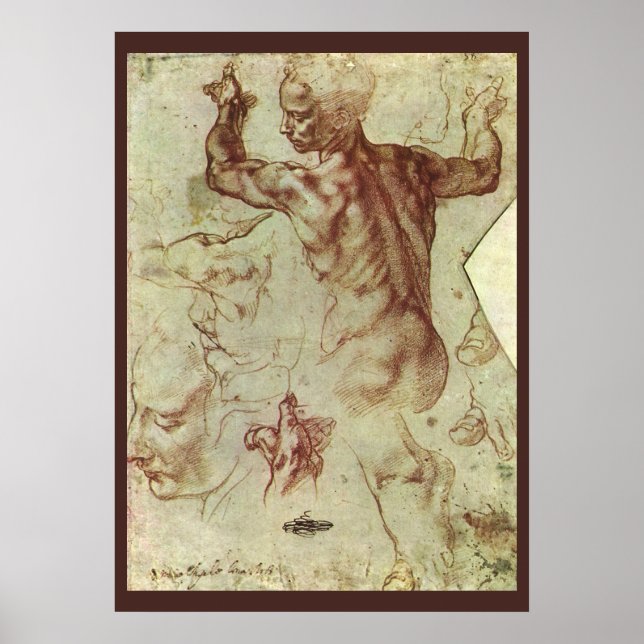 Póster Estudio de Sibyl libio por Michelangelo (Frente)