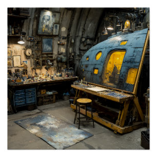 Póster Estudio de submarinos del artista Steampunk Caos
