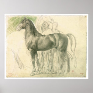 Póster Estudio de un caballo con las figuras, c.1861