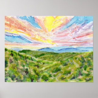 Póster Estudio del atardecer Blue Ridge 1