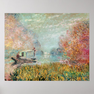 Póster Estudio del barco de Claude Monet el en el Sena
