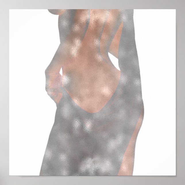 Póster Estudio del cuerpo de la mujer Rosa Rosa Gray Deli (Frente)