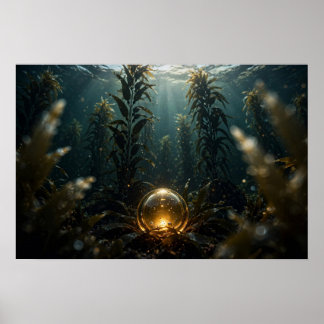 Póster Estudio en algas — Esfera brillante en el bosque d