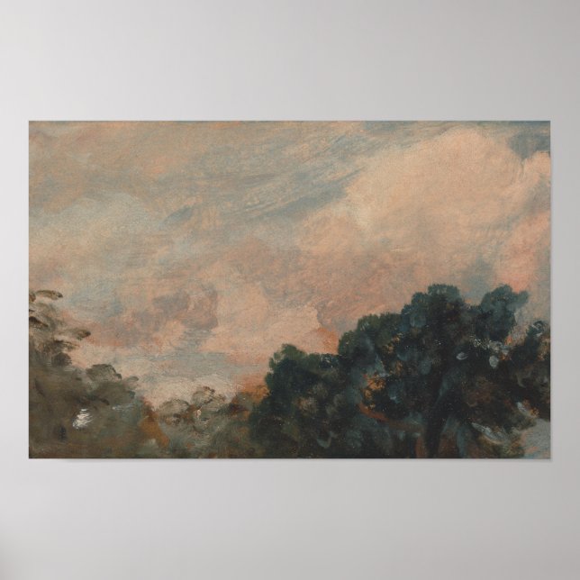 Póster Estudio en la nube con árboles - John Constable (Frente)
