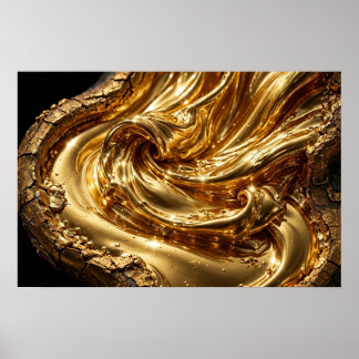 Póster Estudio en Oro — Remolino de Oro Fundido Abstracto
