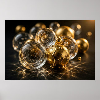Póster Estudio en Profundidad — Orbes de Vidrio y Oro en
