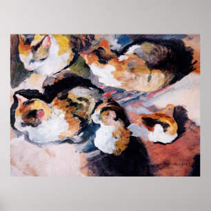 Póster Estudio Katzenstudien de August Macke sobre un gat