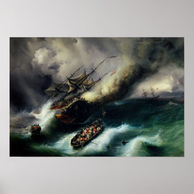 Póster Estudio para el incendio de la 'Kent' en 1825 (Frente)