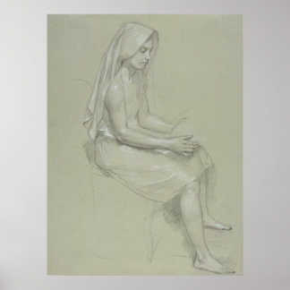 Póster Estudio para la figura femenina sentada por Bougue