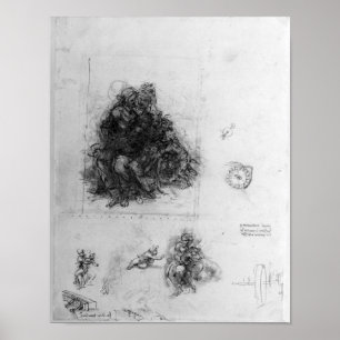 Póster Estudio para la Virgen y el Niño con Santa Ana