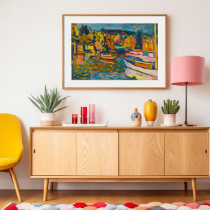 Póster Estudio para Paisaje de Otoño con Barcos Kandins