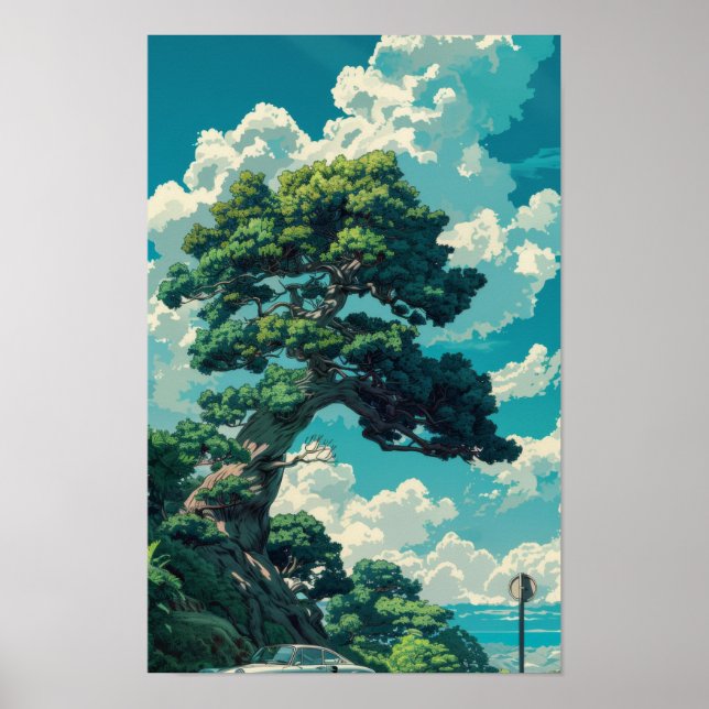 Póster Estudio sensacional Ghibli Árbol inspirado en Fox  (Frente)