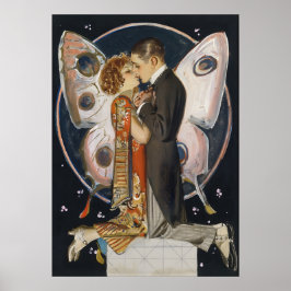 Póster Estudio sobre la pareja mariposa - Art Déco