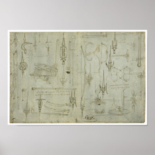 Póster Estudios de armas, Leonardo da Vinci (Frente)