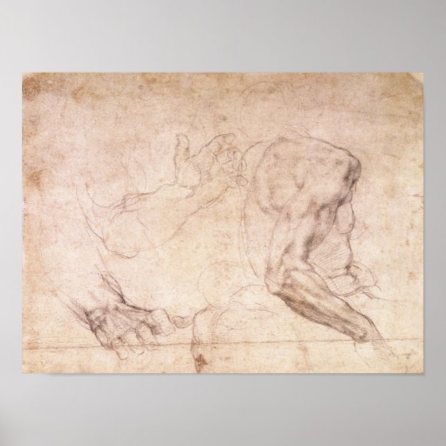 Póster Estudios de las manos y un brazo (Frente)