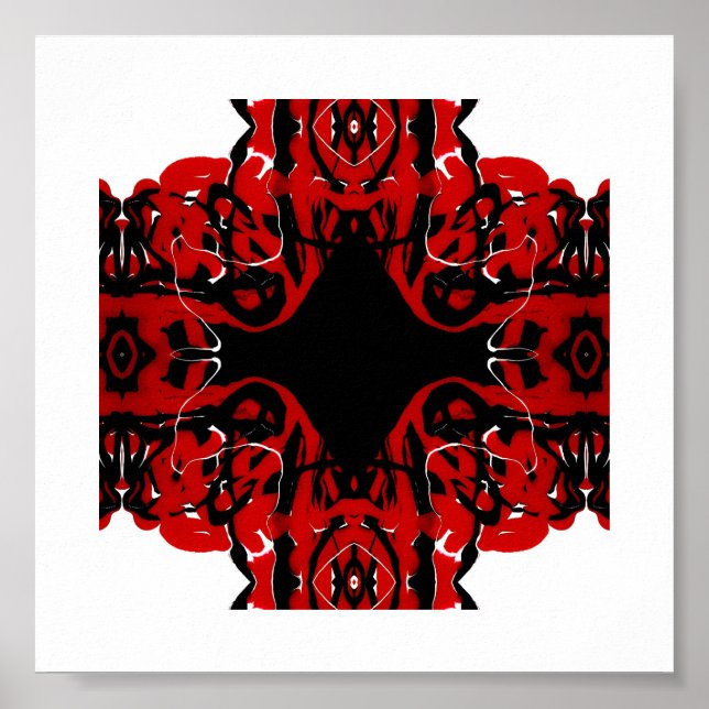 Póster Eternal Abstract Red Black White Fluid Art (Frente)