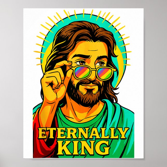 Póster Eternally King Cool Jesus Christian Anime Manga Po (Frente)