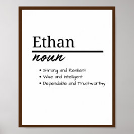 Póster Ethan, definición de nombre personalizado del niño