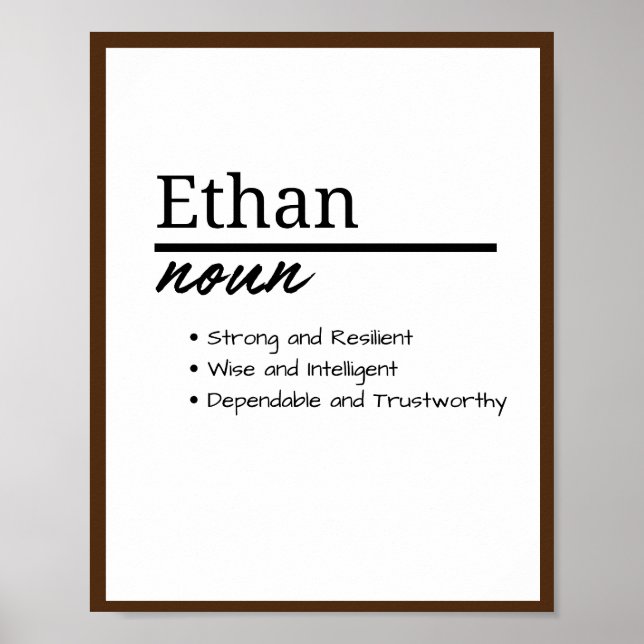 Póster Ethan, definición de nombre personalizado del niño (Frente)