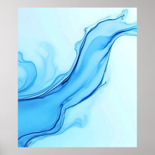 Póster Ethereal Blue Liquid Art Swirls