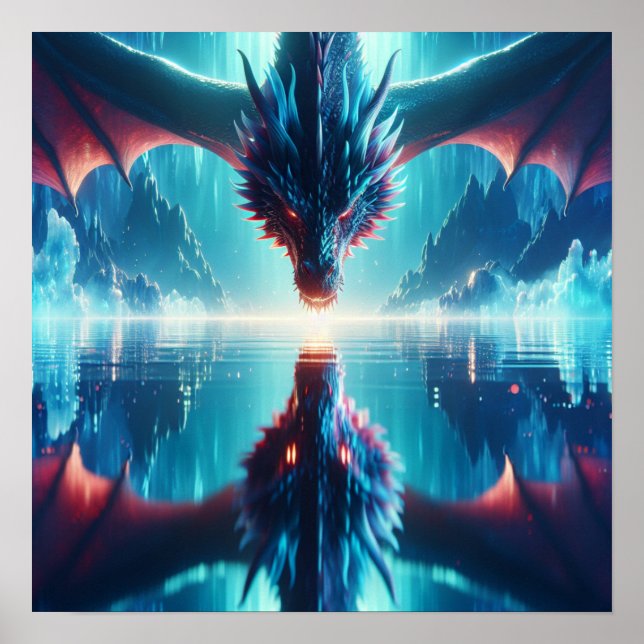Póster Ethereal Dragon Reflection Ai Art (Frente)