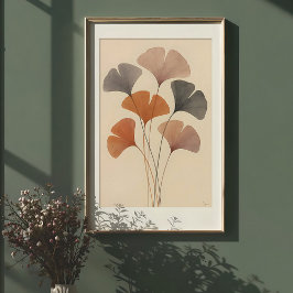 Póster Ethereal Ginkgo deja acuarela