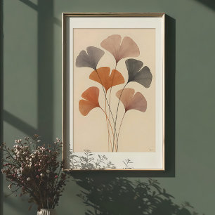 Póster Ethereal Ginkgo deja acuarela