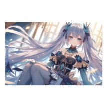Ethereal Silver-Haired Anime Princess Fantasy Illu