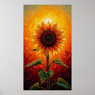 Póster Ethereal Sunset Sunflower Expressionist