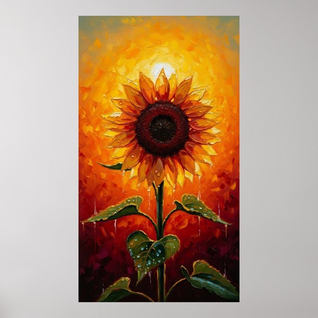 Póster Ethereal Sunset Sunflower Expressionist (Frente)