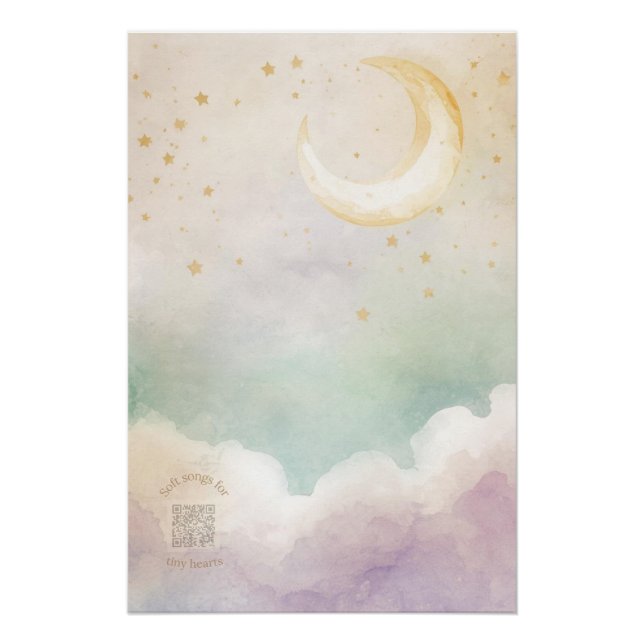 Póster Ethereal Watercolor Moon & Cloud Nursery Wall Art (Anverso)