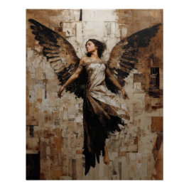Póster Ethereal Winged Angel Painting in Earth Tones