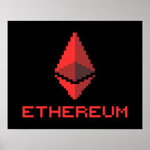 Ethereum ETH Logotipo rojo de 8 bits | POSTER