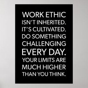 Póster Ética laboral, trabajo duro - Gimnasio motivaciona
