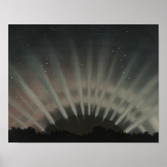 Póster Etienne Leopold Trouvelot - Aurora Borealis (Frente)
