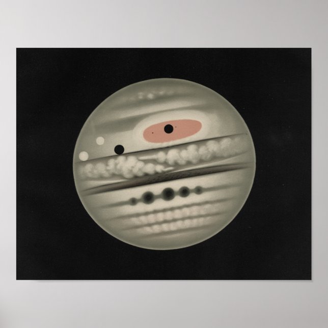 Póster Etienne Leopold Trouvelot - El planeta Júpiter (Frente)