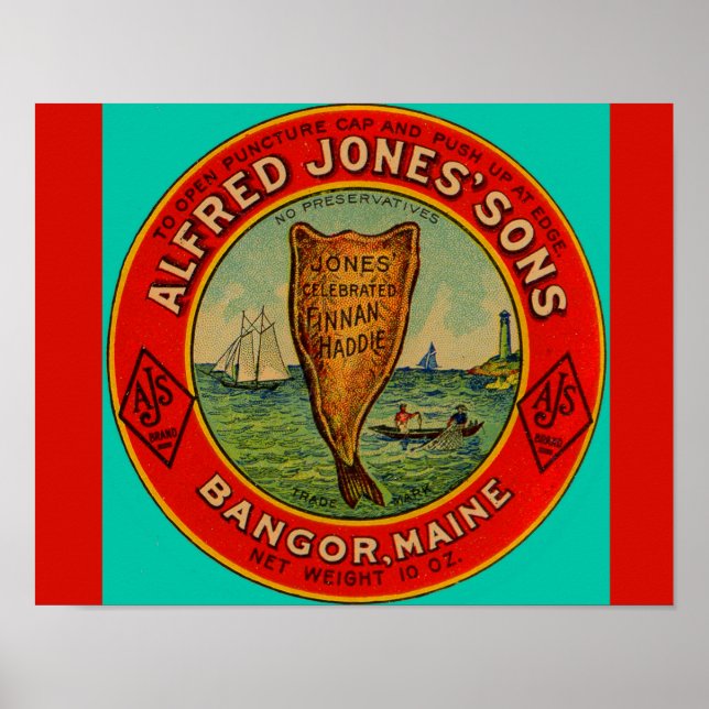 Póster etiqueta Alfred Jones Sons Finnan Haddie, 1900 (Frente)