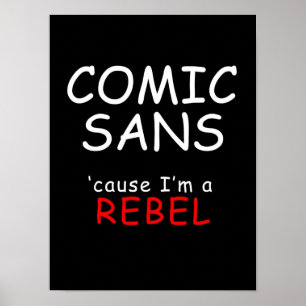 Póster ETIQUETA blanca COMIC SANS