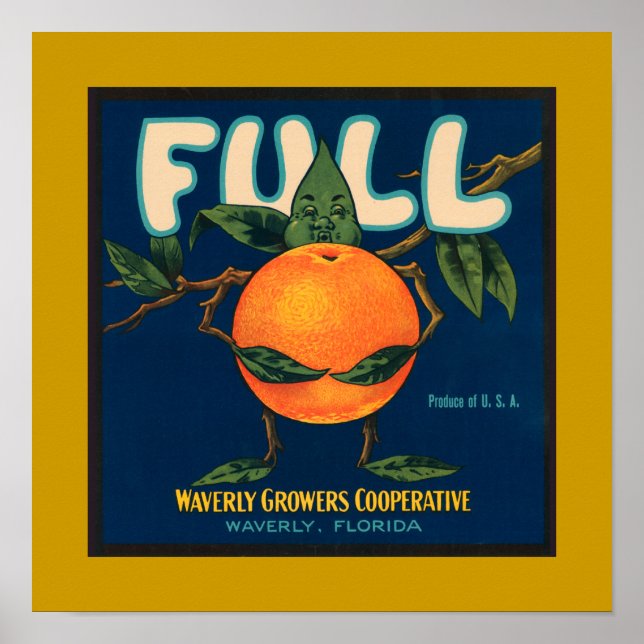 Póster Etiqueta completa - Naranja (Frente)