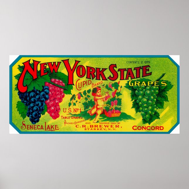 Póster Etiqueta Cupido de uvaStarkey, NY (Frente)