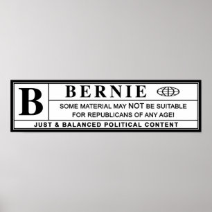 Póster Etiqueta de advertencia de Bernie Sanders