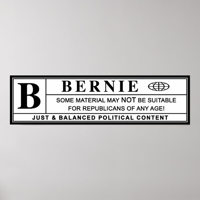 Póster Etiqueta de advertencia de Bernie Sanders (Frente)