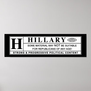 Póster Etiqueta de advertencia de Hillary Clinton