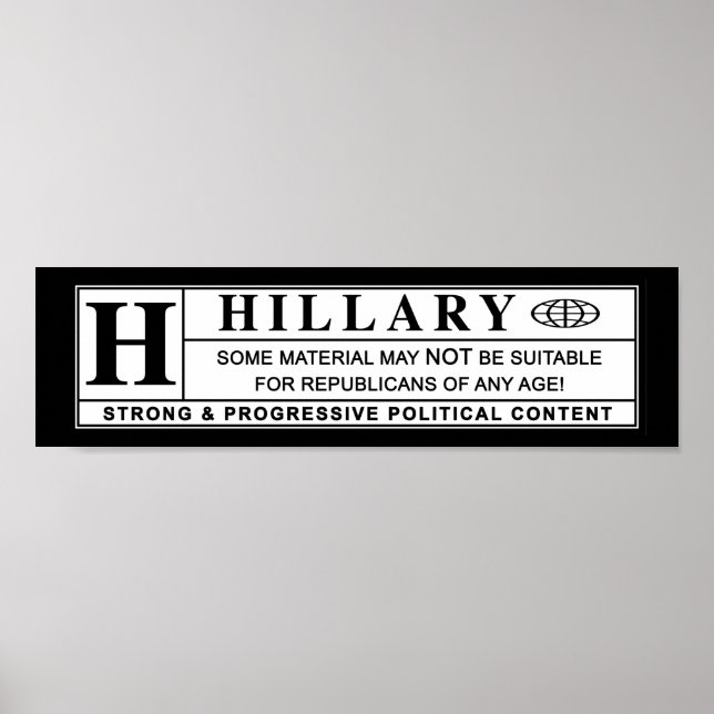 Póster Etiqueta de advertencia de Hillary Clinton (Frente)