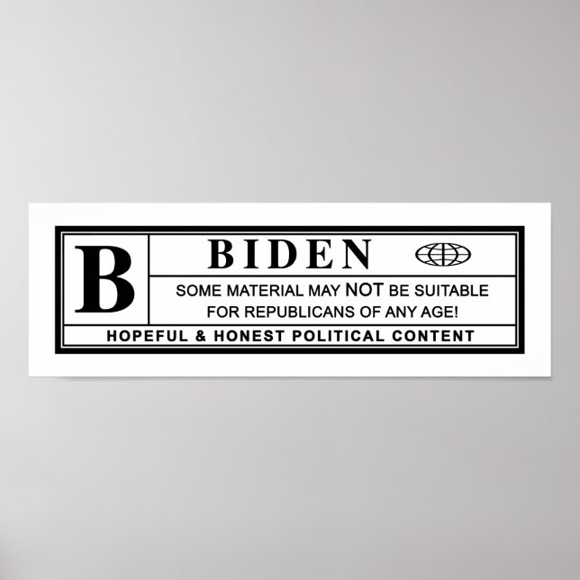 Póster Etiqueta de advertencia de Joe Biden (Frente)