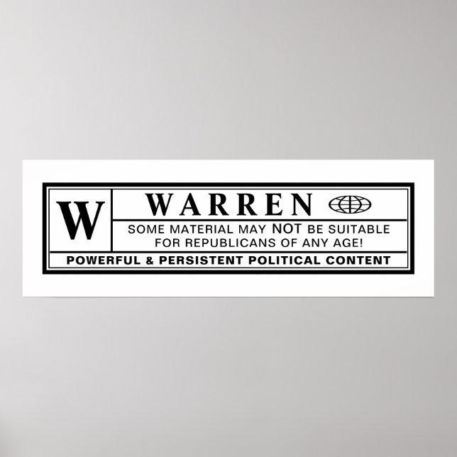 Póster Etiqueta de advertencia de Warren (Frente)