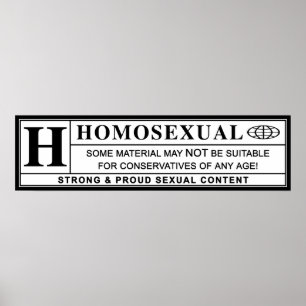 Póster Etiqueta de advertencia homosexual.