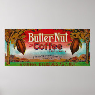 Póster Etiqueta de Café Butter NutOmaha, NE