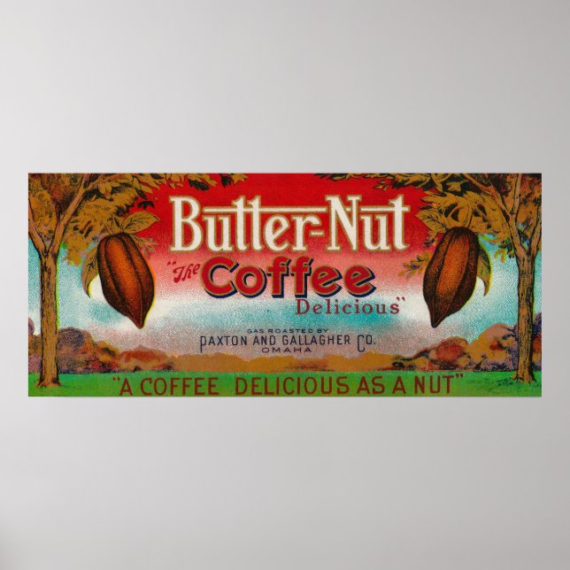 Póster Etiqueta de Café Butter NutOmaha, NE (Frente)